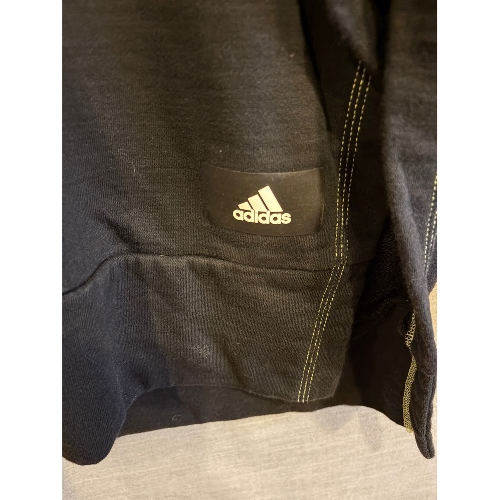 L 245 Adidas Black Oversized Hoodie Neon Floral City Back Graphic Side Slits - Picture 5 of 9